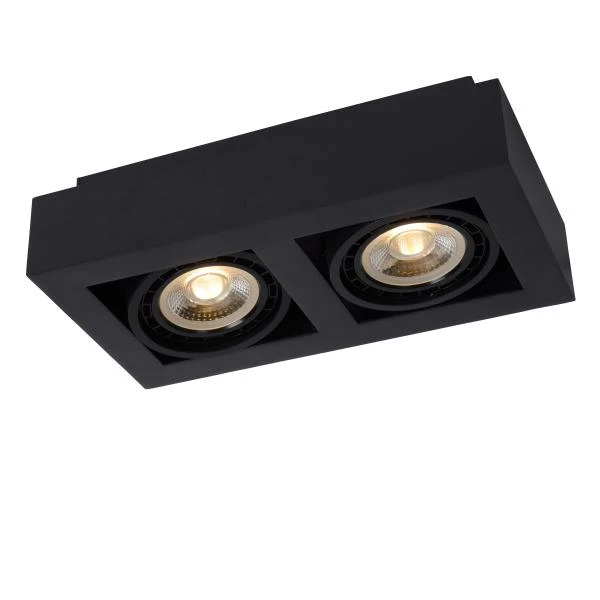 Lucide ZEFIX - Spot plafond - LED Dim to warm - GU10 - 2x12W 2200K/3000K - Noir - détail 2